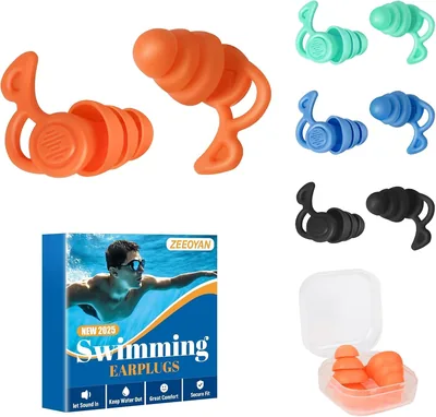 Plugs pour les oreilles de natation pour adultes, 4 paires - Étanches et réutilisables pour la douche, la natation et le surf - Meilleures affaires