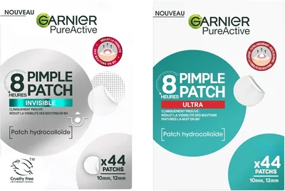 Garnier PureActive - Kit de Patchs Anti-Boutons - XXL (Nuit) et Invisible (Jour) - Réduit Visiblement les Imperfections