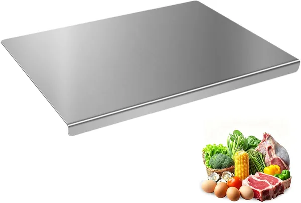 TJ POP Stainless Steel Cutting Board with Lip, 16 x 12 Inches Kitchen Chopping Board for Countertop
