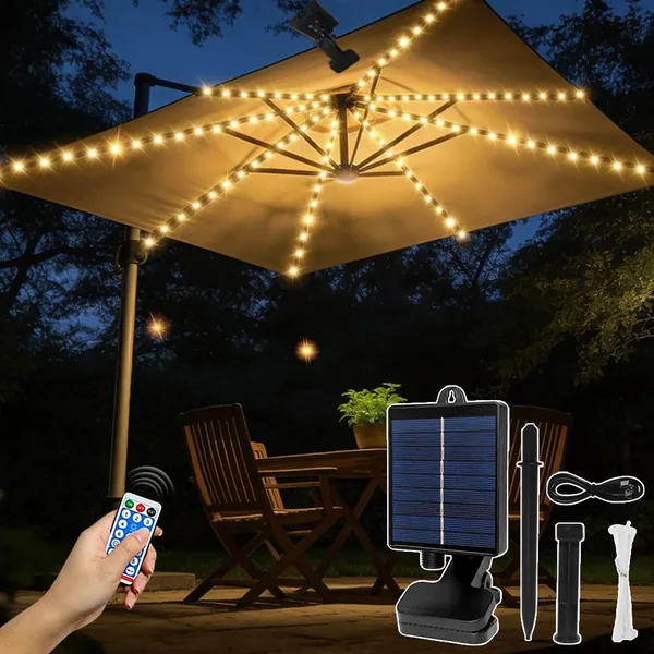 HuaMuDM Solar LED Parasol Lights