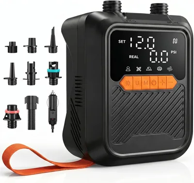 Aurethryon 20 PSI Electric Paddle Inflator - Pompe à air haute pression électrique avec connecteur 12V pour voiture, Double stage pour planche à paddle