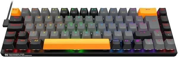 Teclado Mec nico Gamer Machenike K500-B68 RGB Aluminio Hot-Swap Red Cinza ABNT2 C/fio