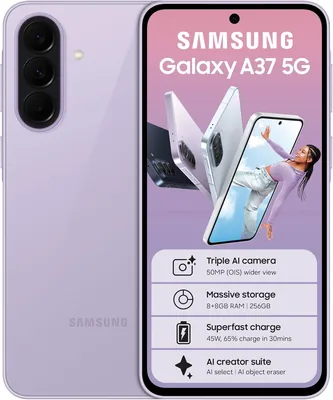 Samsung Galaxy A37 5G 8GB 256GB Smartphone, Lavender