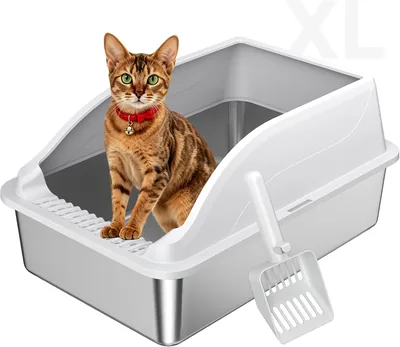 Stainless Steel Cat Litter Box XL Odor Free Metal Pan