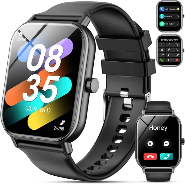 Montres intelligentes pour hommes et femmes - 1,85 pouce HD Smartwatch avec appels Bluetooth, 110+ modes sportifs