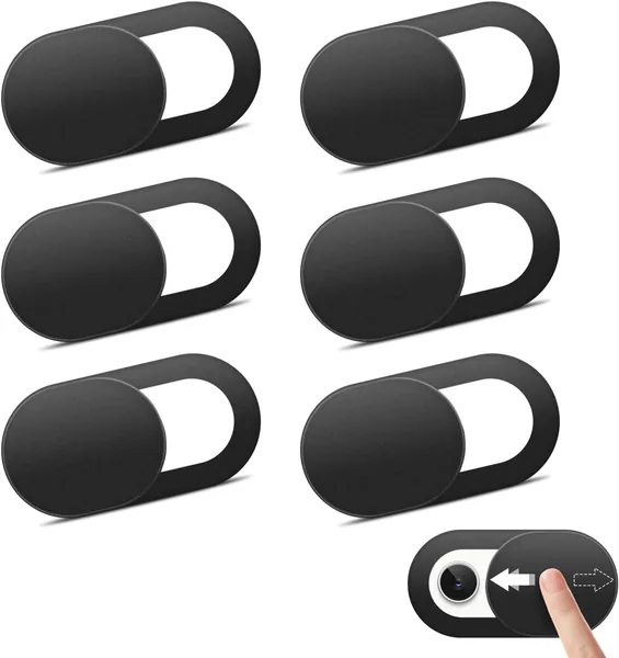 Couverture pour Webcam YLK 6x - Protection pour iPhone, iPad, PC et Laptop (Noir, 6 pièces)