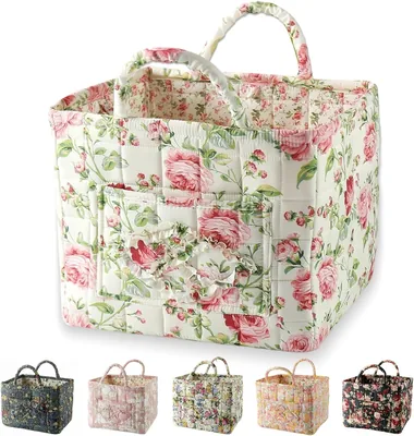 Boho Floral Quilted Storage Basket - Best Deal