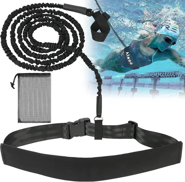 Cinturón de Natación Alaoo, Resistencia Ajustable para Piscina, con Extensión y Cuerda, para