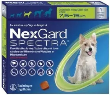 NexGard Spectra Flea & Tick Chewable Tablet for Medium Dogs | 7.6-15kg, Green - Best Deal