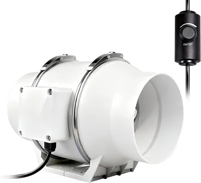 Cannobox Reglerbar Ventilator 100 mm, 220 m³/h, Med Konnektor för Växstent, Inre Grönskas, Hydrokultiv