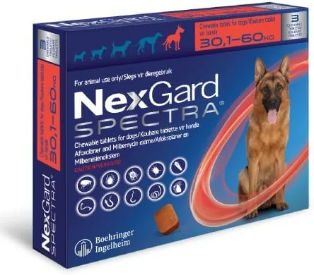 NexGard Spectra Flea & Tick Treatment Chewable X-Large Dog 30-60kg 3-Pack | Best Deal