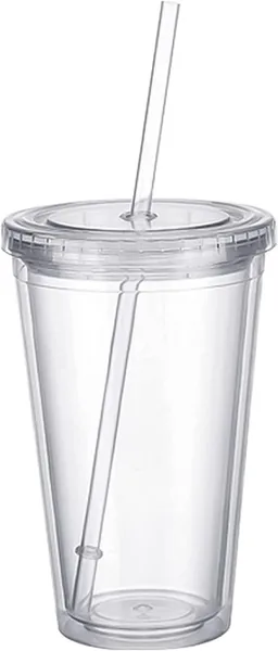 DMNDHT Water Cup 500ML Straw Cup Sports Cup Double-Walled Ice Cold Drink Coffee Juice Tea Cup With Reusable Straw Smoothie Mug Plastic cups Perfect for Parties, Birthdays