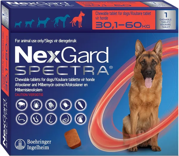 NexGard Spectra Flea & Tick Chewable Tablet 30-60kg Red - 14% Off