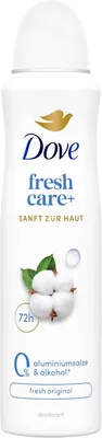 Dove Fresh Care+ Oryginalny Dezodorant w Sprayu Fresh z 72-godzienną Ochroną Przed Zapachem Ciała 150 ml