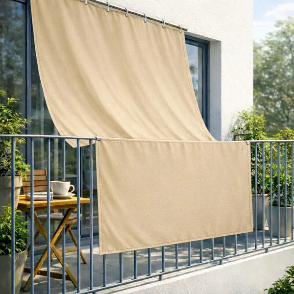 Tenda da Sole Tinta Unita per Esterno con Occhielli in Metallo | Telo Ombreggiante a Caduta per Balconi Resistente Lavabile Beige 140x250cm