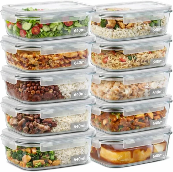 Kit 10 Potes de Vidro Herm ticos 640ml com 4 Travas Ideal para Marmitas e Conserva