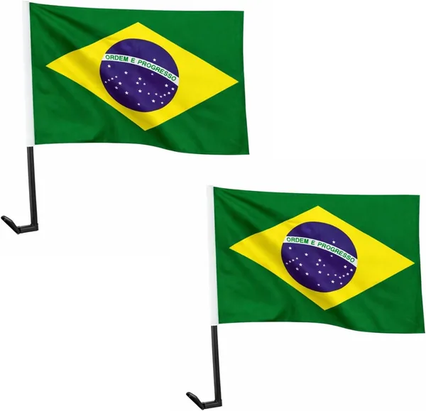 Kit com 2 Bandeiras do Brasil para Carro - 45x30cm - Torça pela Seleção na Copa - Best Deal