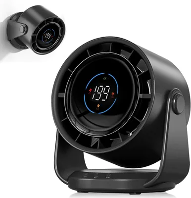 PTHTECHUS Ventilatore da Scrivania, Forte Flusso d'Aria, Batteria 5000mAh, Schermo LED 1-199 Velocità, Portatile, Funzione Sviluppo 105°