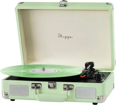 Olive Green Suitcase Record Player Bluetooth Battery Best Deal