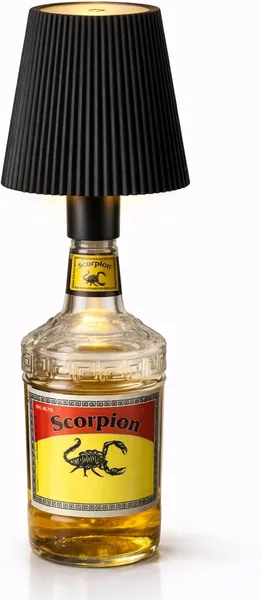 Rechargeable Wireless LED Bottle Lamp, Bottle Lampshade with 2 Universal Adapters, Dimmable Bottle Cap Lamp, Touch 3 Lights, USB-C, 20h Autonomy, for Indoor and Outdoor