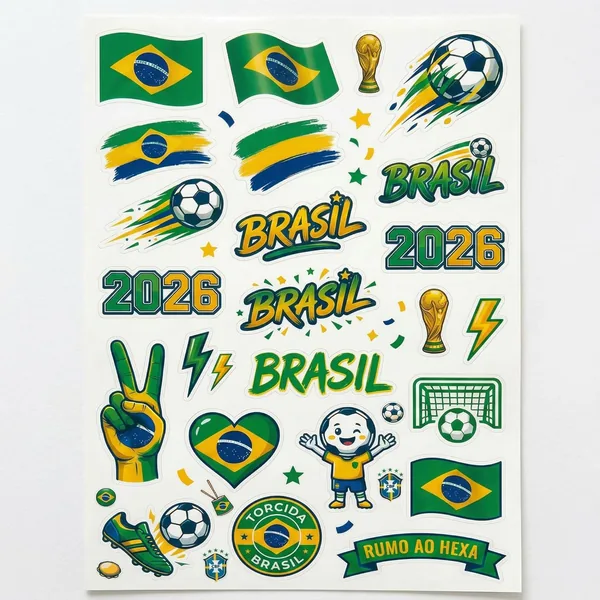 Tatuagem Temporária Copa do Mundo 2026 - Bandeira do Brasil para Combinar com Álbum de Figurinhas