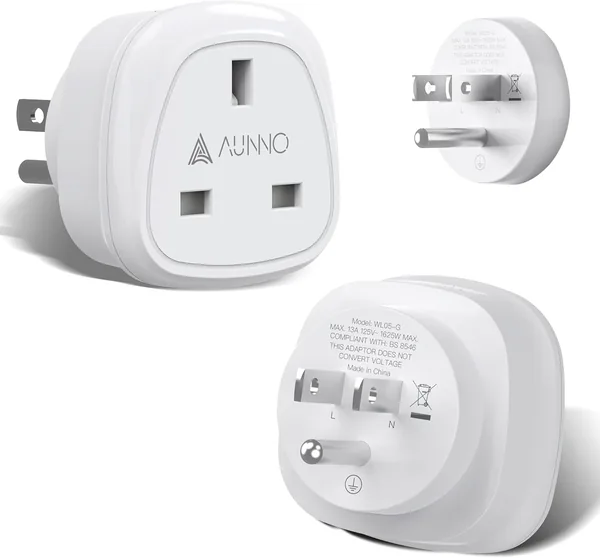 AUNNO UK to US Plug Adaptor, Pack of 2 UK 3 Pin to US Plug Converter, Travel Adapter for US Canada Mexico Thailand and More etc (Type B)