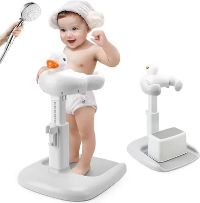 Asiento para baño infantil ajustable en altura: ducha con asiento para niños de 6 meses - base antideslizante y diseño de pato