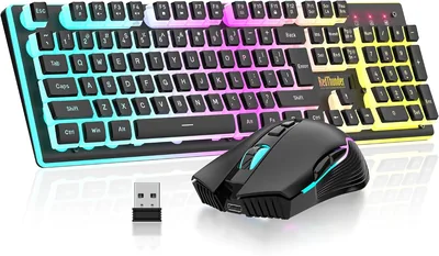 RedThunder K10 Wireless RGB Gaming Keyboard Mouse Combo