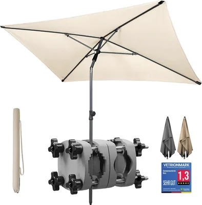 4smile SunnyShade Balcony Parasol - UPF 50+ Schutzbalg - 200 x 125 cm Balkonregenschirm