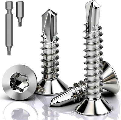 Mawmuaw Pack von 100 Selbstbohrende Schrauben Torx M4.8 x 50 mm, Bohren Schrauben Torx Edelstahl 410, Gegenmuttern
