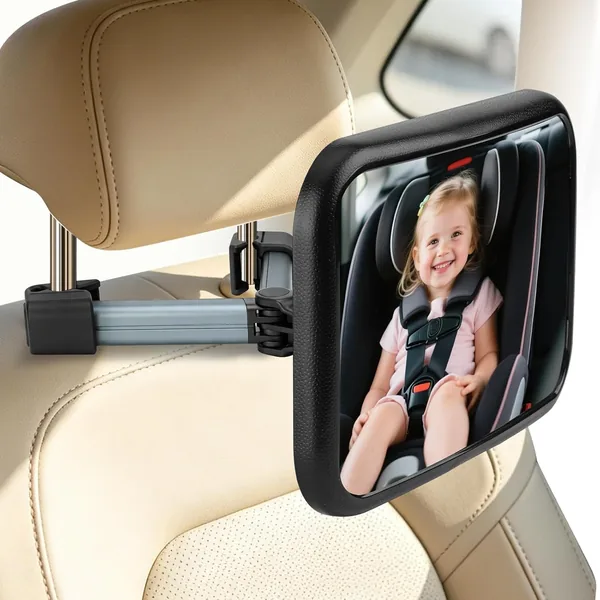 Kairiyard Spiegel für Kinderauto, 360° drehbar, bruchsicher, verstellbarer Rücksitzspiegel für Babys & Kinder, klare V