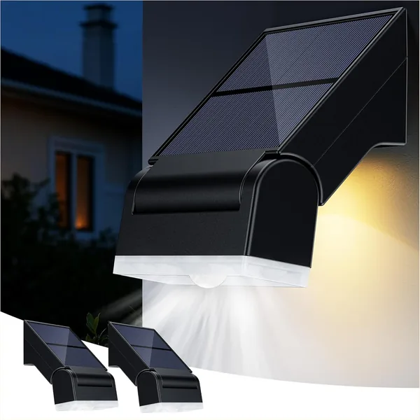 Giliwosy Outdoor Solar Lights, 90 Adjustable, 2 Pieces Outdoor LED Spotlight with Motion Sensor, IP65 Waterproof Solar Light Outdoor LED 3 Modes