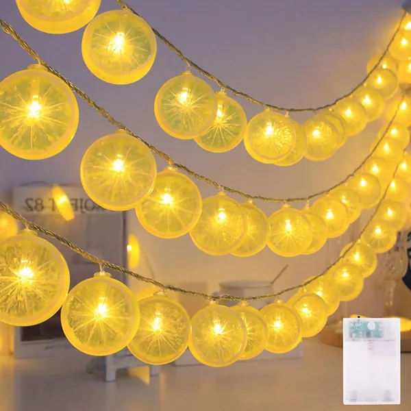 Mavouri Lichterkette Zitrone mit Timer, 3M 20 LED Zitrone Lichterkette mit Timer, Gelb Zitronen Lichterketten Batterie, Hawaii Lichterketten Zitronen f r Hawaii Deko, Sommerparty