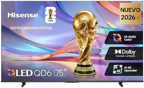Hisense QD6S 75" QLED 4K Smart TV AI 4K Upscaler, Dolby Vision Atmos, Game Mode Plus