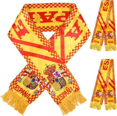 Sujetador de Fútbol AURALIN España 2 Unidades, Pañuelo de Fan de Poliéster Rojo y Amarillo, Diseño Doble para el Torneo 2026, Estadio, F