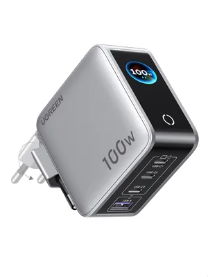 UGEN Nexode Pro 100W USB C Ladegerät, 4-in-1 GaN Stromversorgung mit Smart Display und Touchsteuerung, Kompakt und Schnellladung für Laptops
