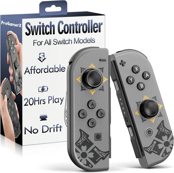 MunyLazy Switch Controllers,Wireless Joy Remote Con Replacement for Switch 1 OLED Lite,Hall Effect Joystick No Drift,20 Hour Gameplay,HD Rumble,Gyro Control,No NFC,Extra Cool Grey
