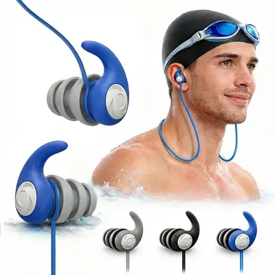 Plughi per le orecchie da nuoto per adulti, 3 paia in silicone impermeabile con laccio staccabile, riutilizzabili per piscina, doccia e acqua