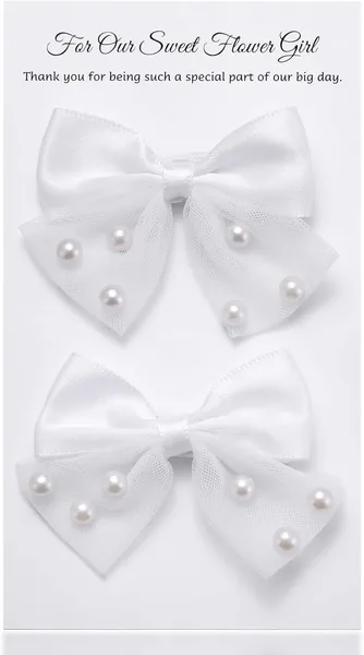 Flower Girl Pearl Hair Clip 2 Pack Lace Bow Tulle Toddler Hair Accessories Best Deal