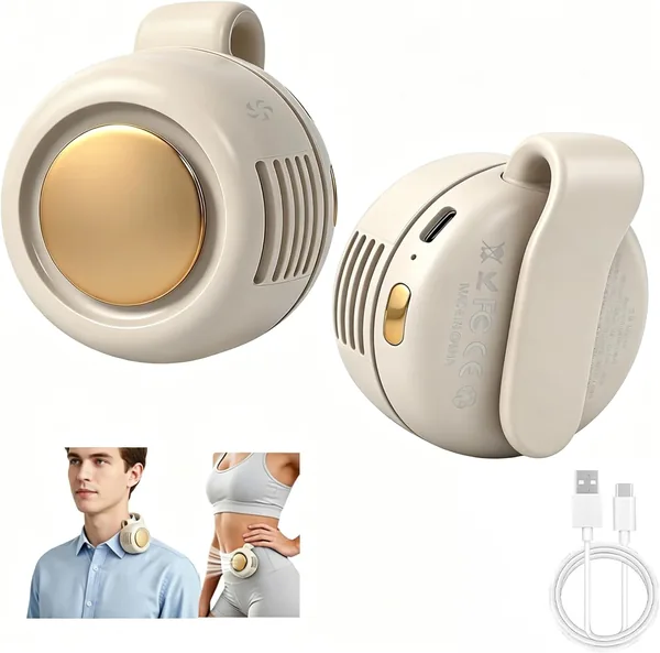 Portable Silent Mini Bladeless Fan Clip On, Rechargeable Waist Neck Clip Fan, Adjustable 3-Speed Small Whirlwind Fans for Outdoor & Travel & Office