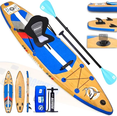 DURAERO Inflatable SUP XXL 330 cm con Sedile Kayak e Poggiapiedi, Paddle Doppio, Supporto per Fotocamera, Completo