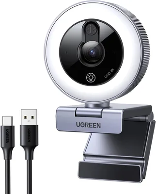 Cámaras Web UGREEN 4K con Luz de Anillo y Micrófono