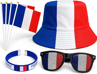 Kit de soutien pour la France - Accessoires de football pour événement important - 6 pièces