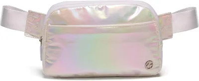Pander Everywhere - Riñonera para mujer, 5 bolsillos con cierre de nailon, Blanco iridiscente, 8.25 pulgadas (L) x 2.25 pulgadas, Mejor Oferta