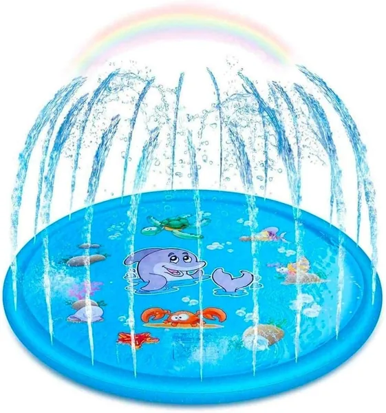 Emeralune Upgraded Sprinkler Pad Water Spray pad Splash Play Mat 170cm Outdoor Water Toys, Outdoor Splash Pad Sprinkler for Kids(Dolphin)