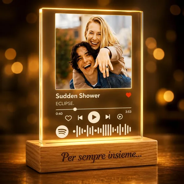 Custom Spotify Lamp with Photo and Song, Custom Spotify License Plate in Plexiglass with LED Base, Personalized Gift for Couple, Boyfriend, Girlfriend, Anniversary Glass Personalis