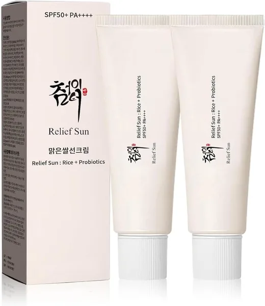 Relief Sun Organic Korean sunscreen SPF50+, PA++++ Riceand Probiotics | Korean Skin Care Solution for All Skin Types