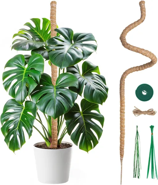 ALMEKAQUZ Bendable Moss Pole Monstera Plant Support for Climbing Indoor Plants - Tall Coir Plant Support Stake with 7mm Strong Aluminum Core