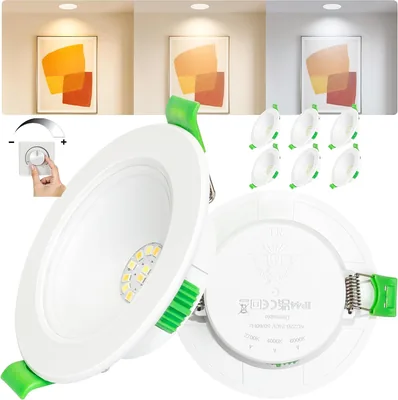 Spotlight Laiebri a Incasso LED, 6 Pezzi, Dimmabile, 230V, 5W, 650lm, Ultra Piatto, IP44