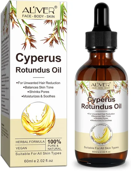 Cyperus Rotundus Oil, Aceite de Cyperus Rotundus Puro para Depilaci n - Reducir el Vello Corporal, Minimizar Poros, Hidratar y Calmar la Piel